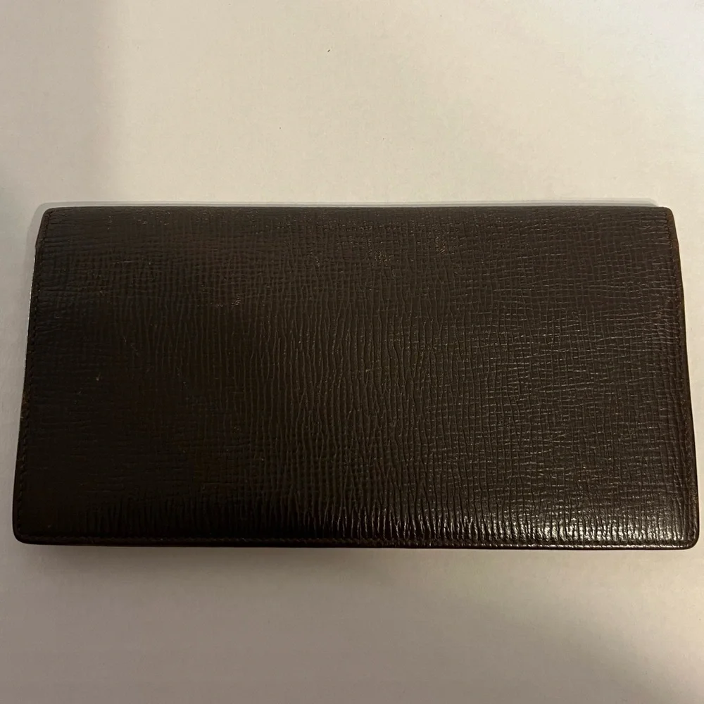 Loewe brown‎ leather anagram bifold long wallet